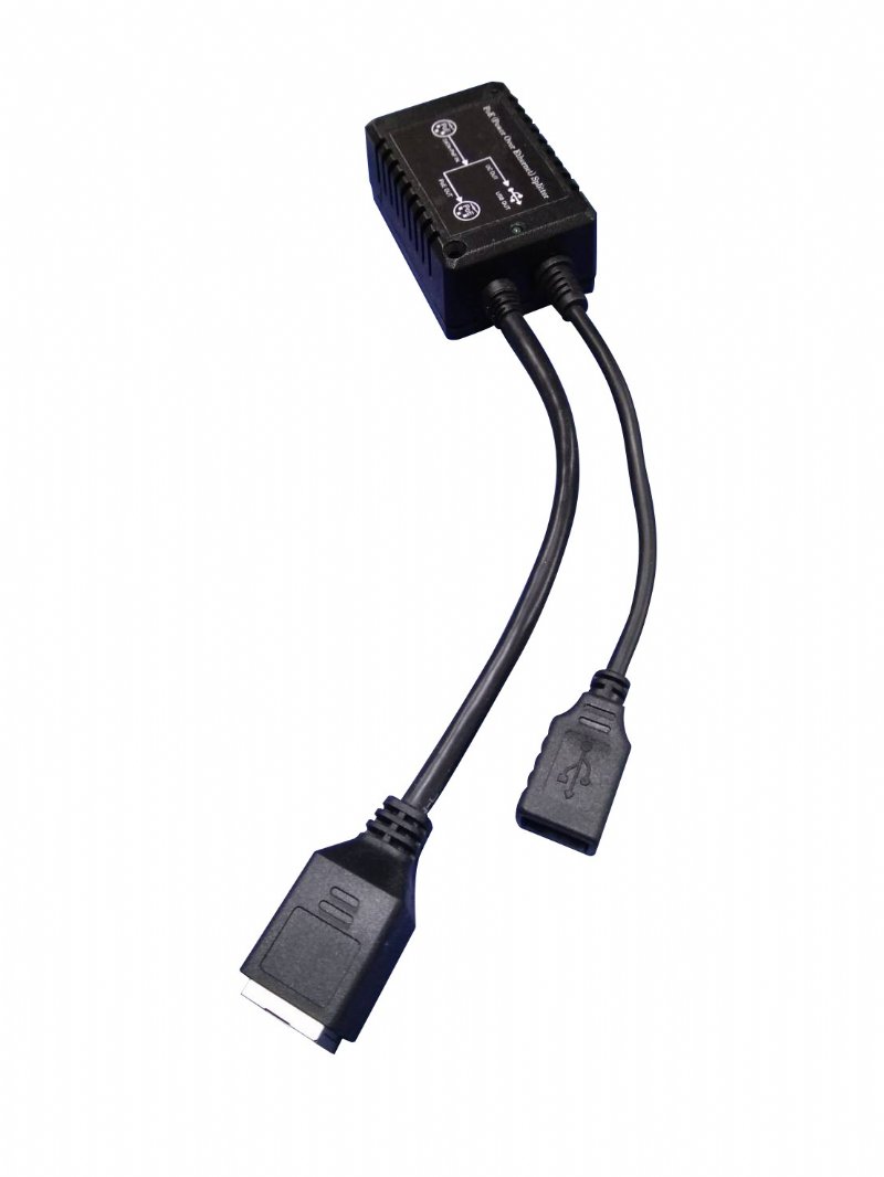 PoE to USB+PoE, USB Charger, 802.3af/at PoE Input, 48V PoE + 5V 2.4A USB Dual Output, meet BC1.2, MIT-61-48P05USB-F