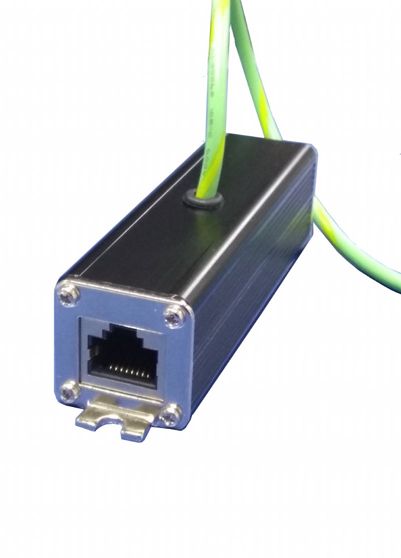 Gigabit PoE Surge Protector with 1,000Mbps Data Rate and Integral Mounting Bracket