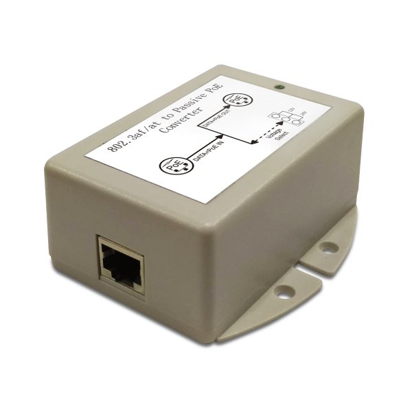 24W DC/DC Gigabit PoE Converter with 48V DC PoE Input and 12/24V Switchable Output Voltages