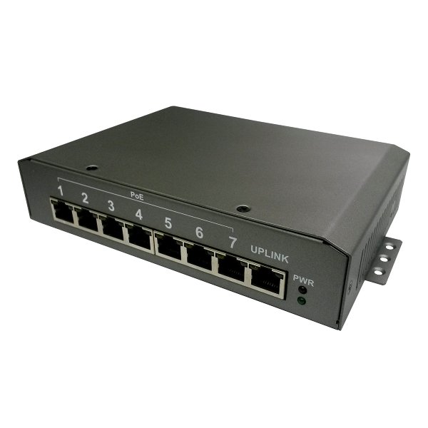 8-port Gigabit PoE Switch, 48VDC input, 7x LTPoE++ PoE output, 70W/Port, backward compliant 802.3af/at, PSE-SW8G44D0++