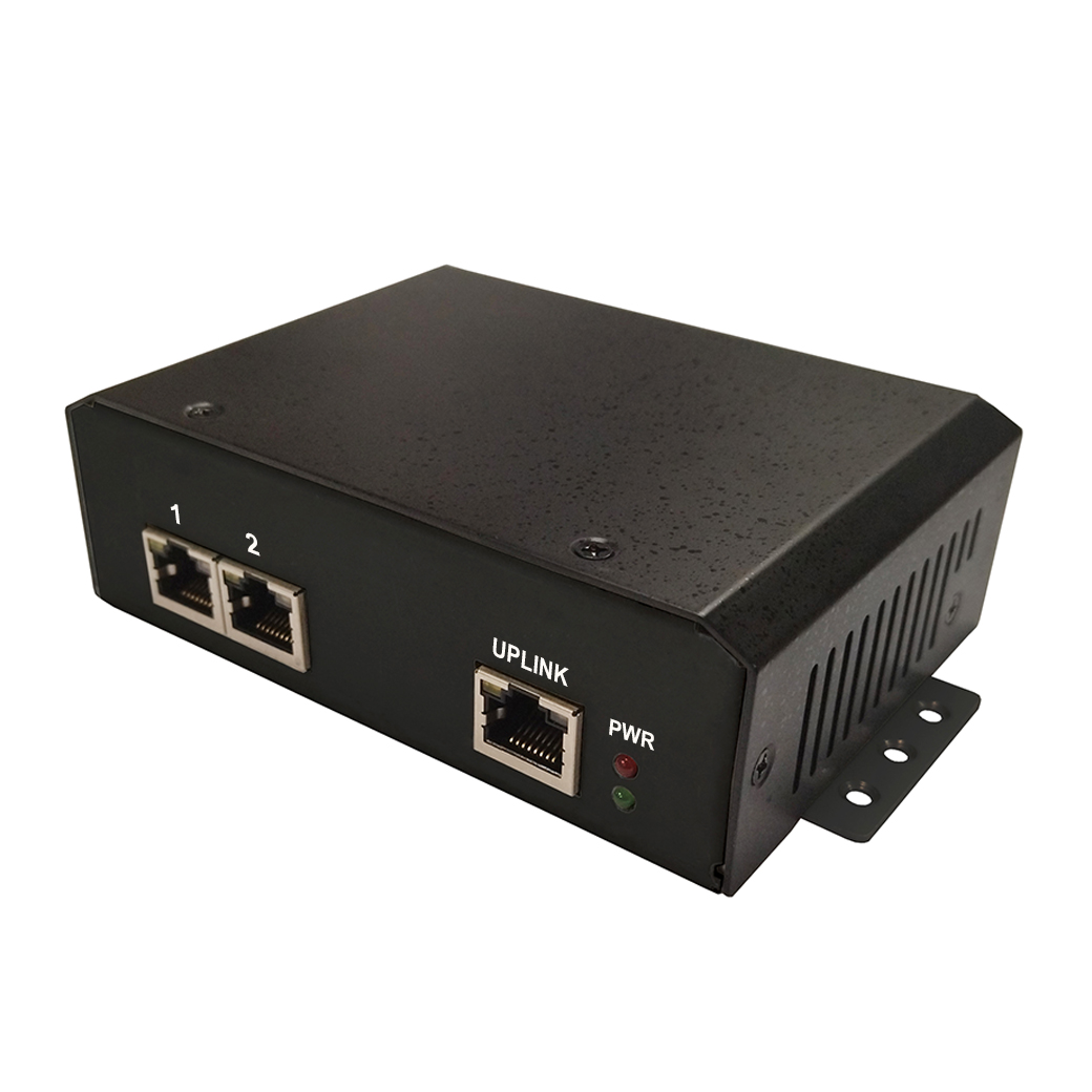 3-port Gigabit PoE Switch, 10-36VDC input, 2x 56V 802.3bt compliant PoE output, operation temperature -40C~+70C,, PSE-SW3B25D0H