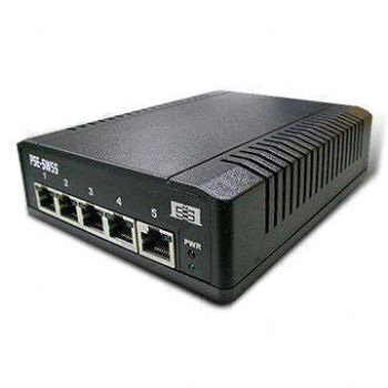5-port Power-over-Ethernet Switch with Universal 10-57V DC Input, High Output Up to 2A Per Port