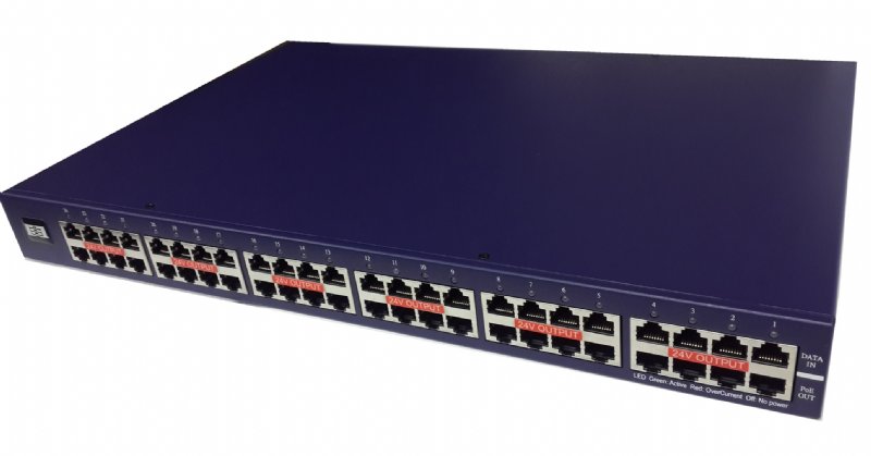 Unmanaged 12-port 48V PoE Injector with 19-inch Rack Mount Chassis